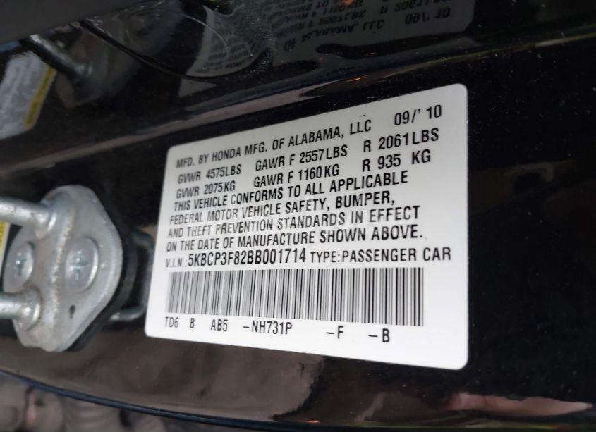 Photo 9 of 2011 Honda Accord 3.5 EX-L (VIN 5KBCP3F82BB001714)