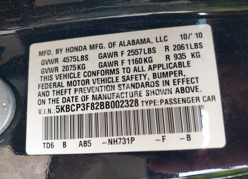 Photo 9 of 2011 Honda Accord 3.5 EX-L (VIN 5KBCP3F82BB002328)