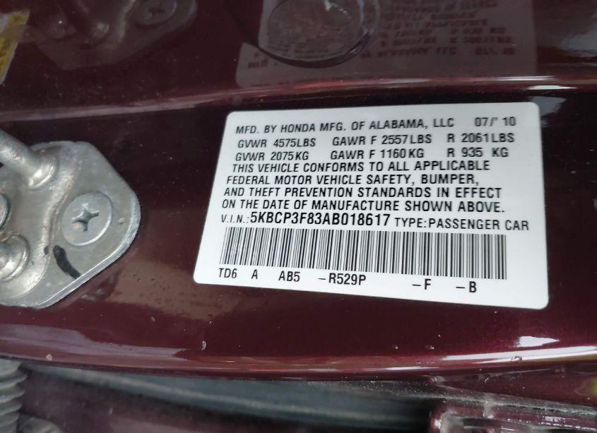 Photo 9 of 2010 Honda Accord 3.5 EX-L (VIN 5KBCP3F83AB018617)
