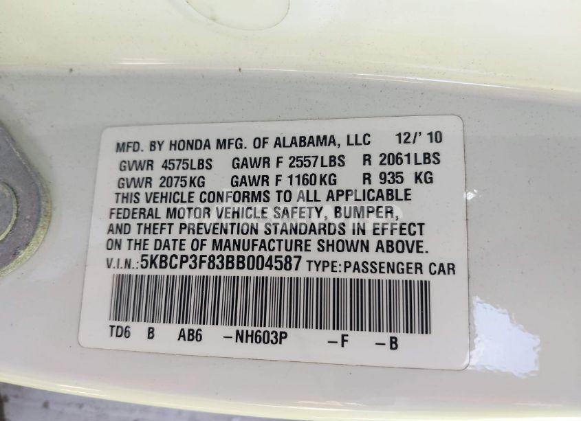 Photo 9 of 2011 Honda Accord 3.5 EX-L (VIN 5KBCP3F83BB004587)