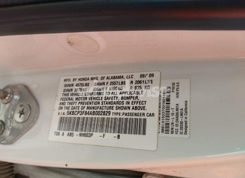 Photo 9 of 2010 Honda Accord 3.5 EX-L (VIN 5KBCP3F84AB002829)