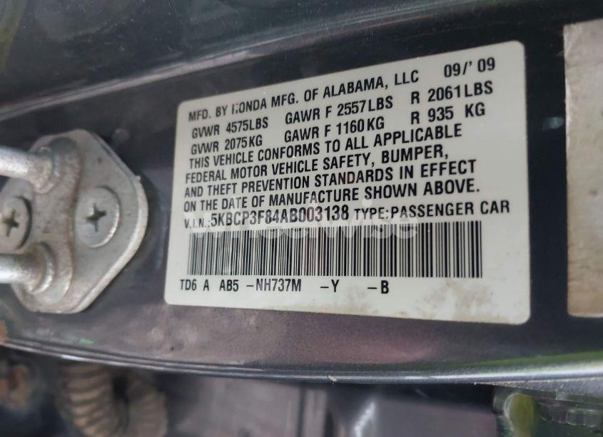 Photo 9 of 2010 Honda Accord 3.5 EX-L (VIN 5KBCP3F84AB003138)