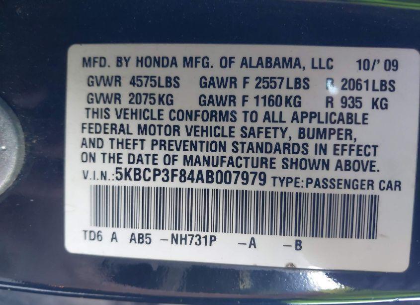 Photo 9 of 2010 Honda Accord 3.5 EX-L (VIN 5KBCP3F84AB007979)
