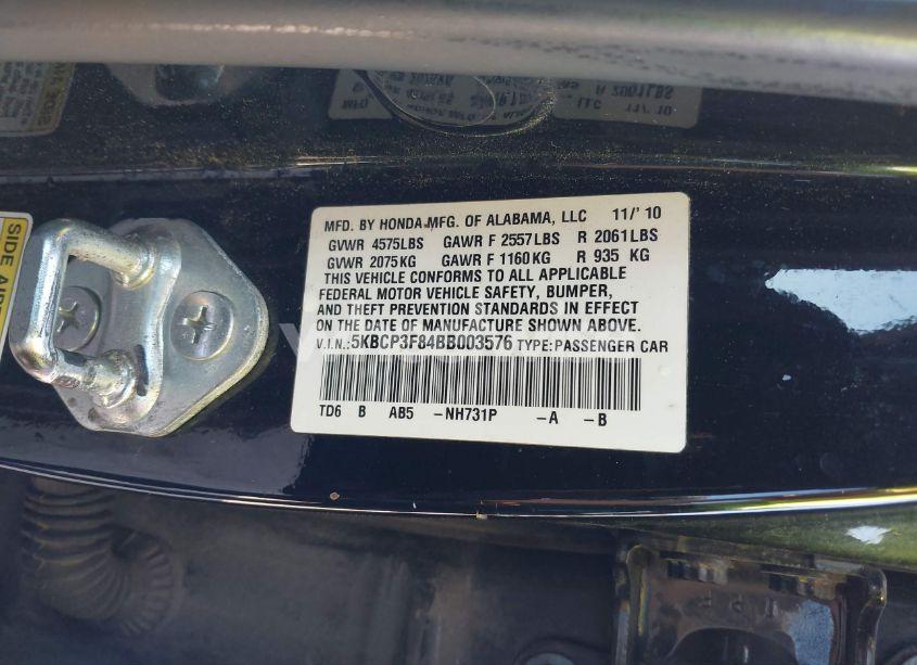 Photo 9 of 2011 Honda Accord 3.5 EX-L (VIN 5KBCP3F84BB003576)