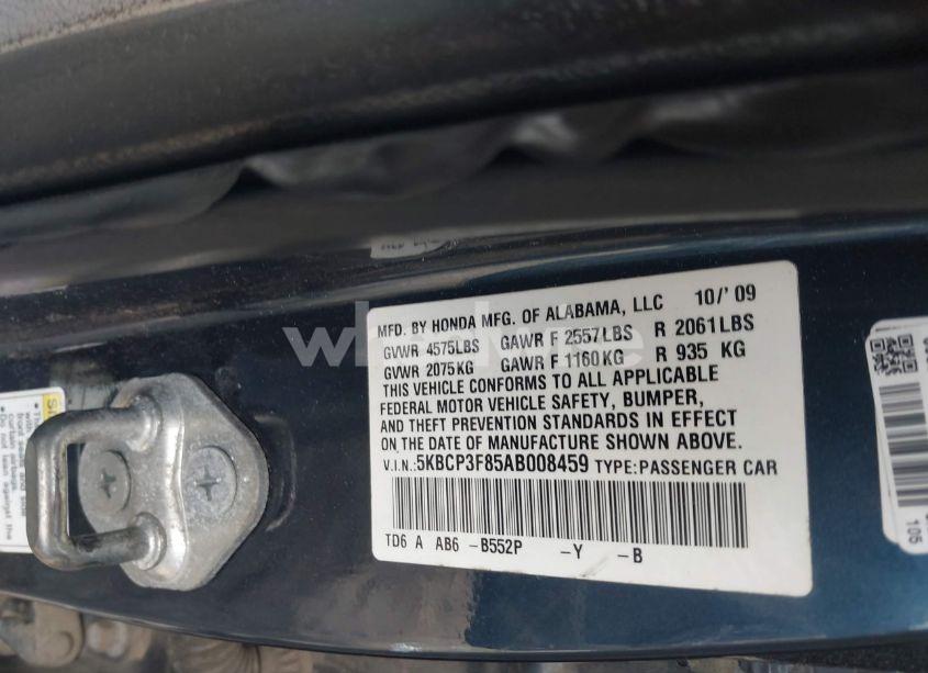 Photo 9 of 2010 Honda Accord 3.5 EX-L (VIN 5KBCP3F85AB008459)