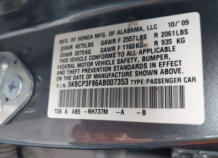 Photo 9 of 2010 Honda Accord 3.5 EX-L (VIN 5KBCP3F86AB007353)