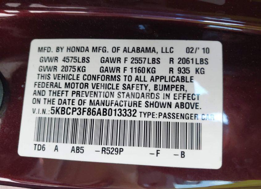 Photo 9 of 2010 Honda Accord 3.5 EX-L (VIN 5KBCP3F86AB013332)