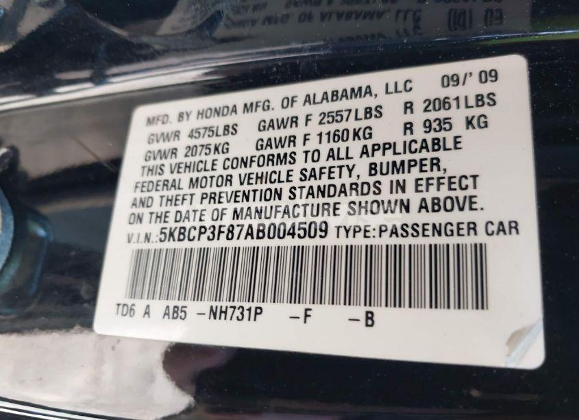 Photo 9 of 2010 Honda Accord 3.5 EX-L (VIN 5KBCP3F87AB004509)