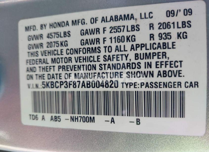 Photo 9 of 2010 Honda Accord 3.5 EX-L (VIN 5KBCP3F87AB004820)