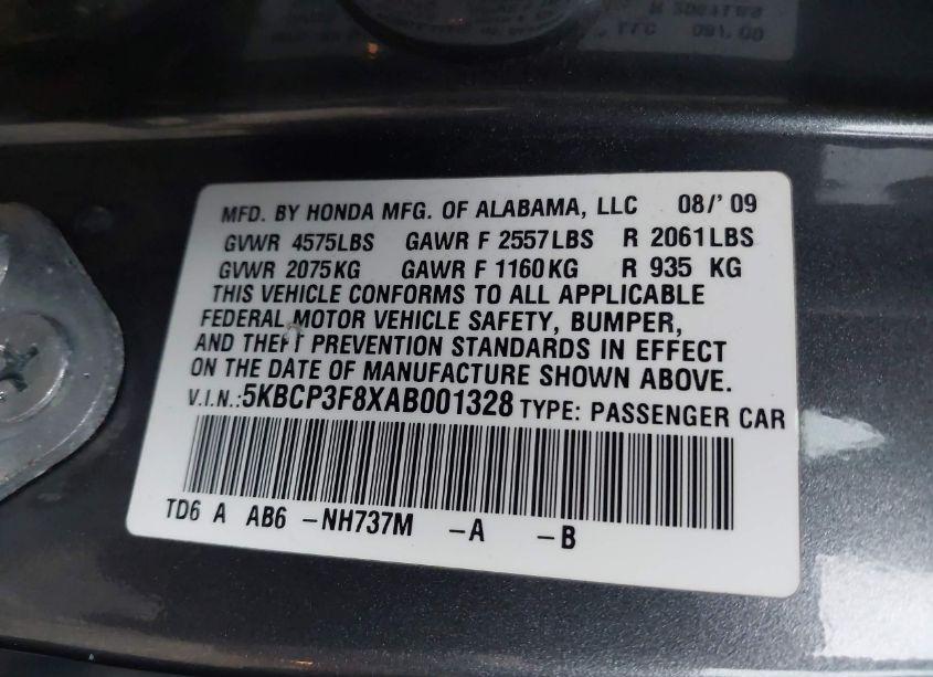 Photo 9 of 2010 Honda Accord 3.5 EX-L (VIN 5KBCP3F8XAB001328)