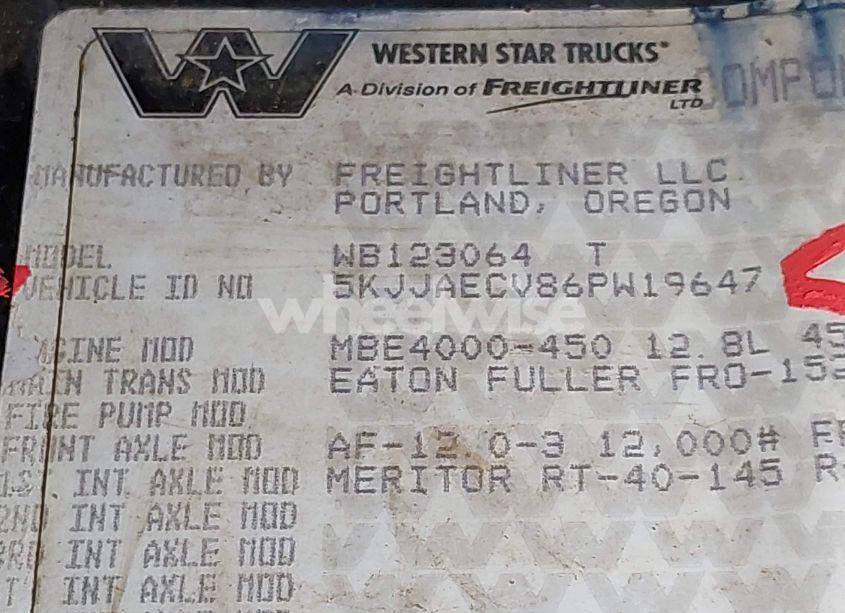 Photo 8 of 2006 Western Star/auto CAR 4900 4900FA (VIN 5KJJAECV86PW19647)