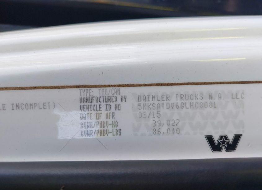 Photo 9 of 2016 Western Star DUMP TRUCK (VIN 5KKSAVDY6GLHC8081)