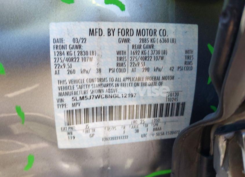 Photo 9 of 2022 Lincoln Aviator RESERVE (VIN 5LM5J7WC8NGL12197)