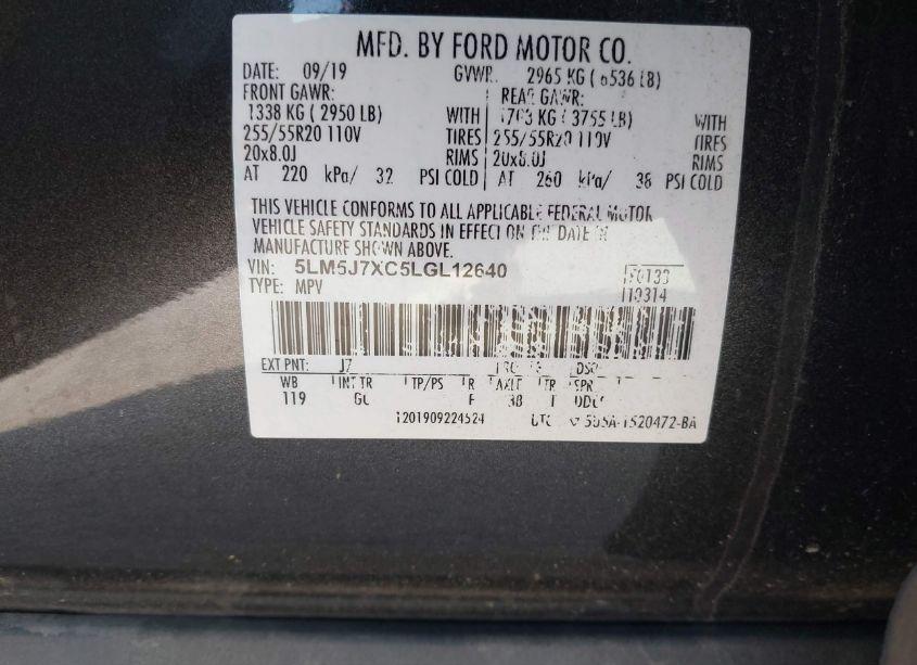 Photo 9 of 2020 Lincoln Aviator RESERVE (VIN 5LM5J7XC5LGL12640)