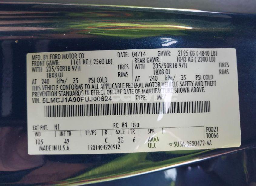 Photo 9 of 2015 Lincoln Mkc N/A (VIN 5LMCJ1A90FUJ00624)