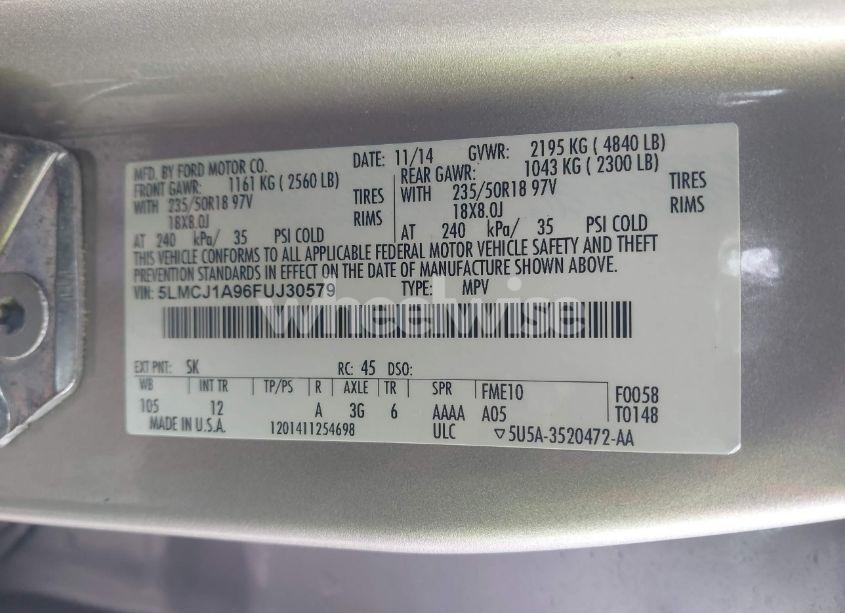 Photo 9 of 2015 Lincoln Mkc N/A (VIN 5LMCJ1A96FUJ30579)