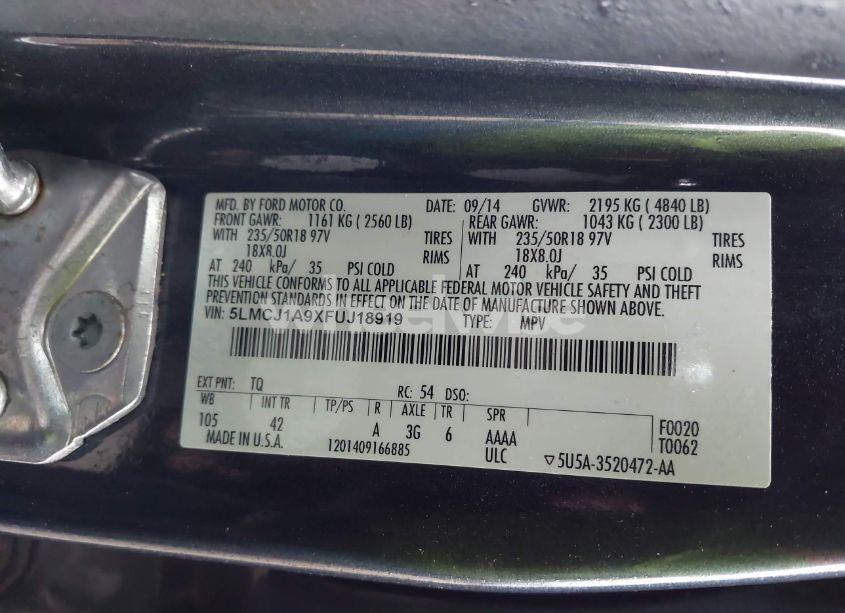 Photo 9 of 2015 Lincoln Mkc N/A (VIN 5LMCJ1A9XFUJ18919)