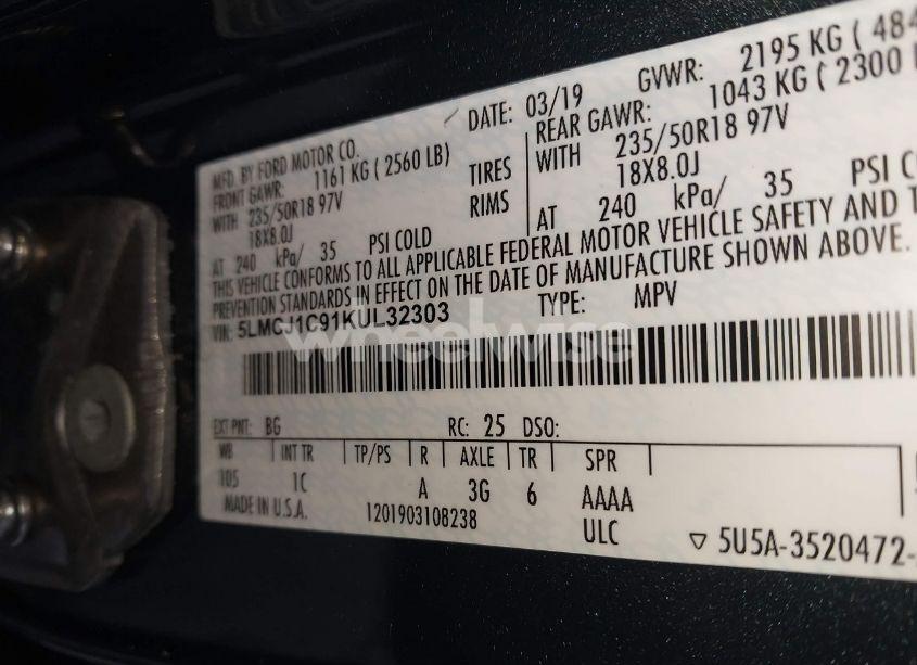 Photo 9 of 2019 Lincoln Mkc STANDARD (VIN 5LMCJ1C91KUL32303)