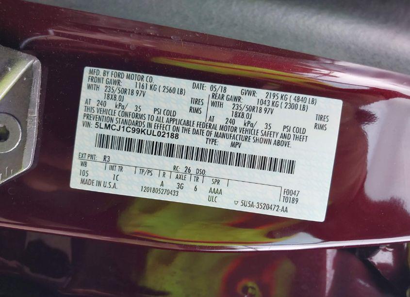 Photo 9 of 2019 Lincoln Mkc STANDARD (VIN 5LMCJ1C99KUL02188)