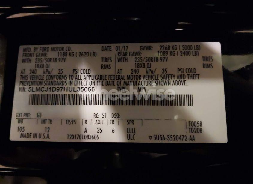 Photo 9 of 2017 Lincoln Mkc PREMIERE (VIN 5LMCJ1D97HUL35066)