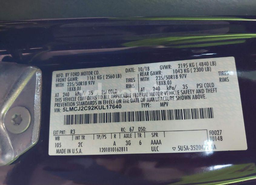 Photo 9 of 2019 Lincoln Mkc SELECT (VIN 5LMCJ2C92KUL17640)