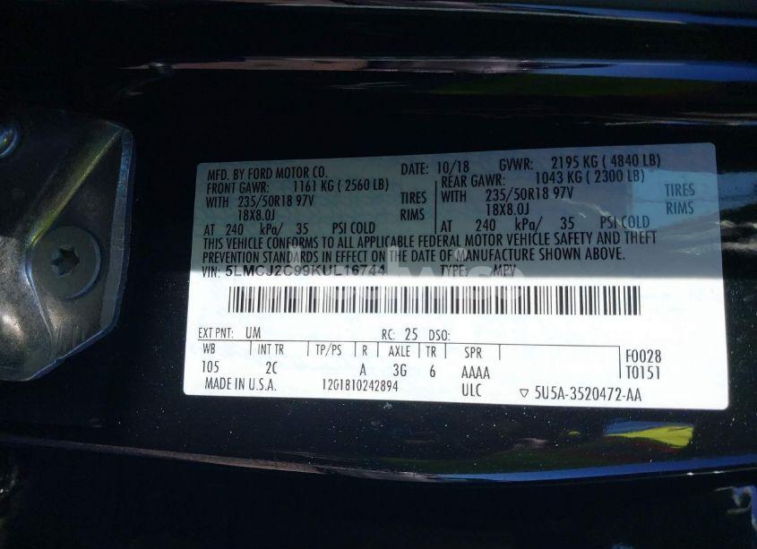 Photo 9 of 2019 Lincoln Mkc SELECT (VIN 5LMCJ2C99KUL16744)