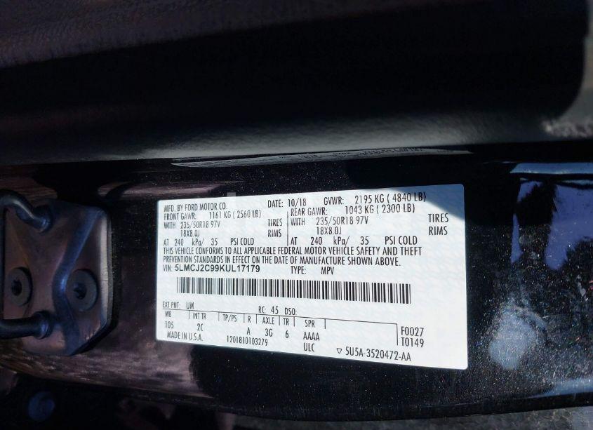 Photo 9 of 2019 Lincoln Mkc SELECT (VIN 5LMCJ2C99KUL17179)