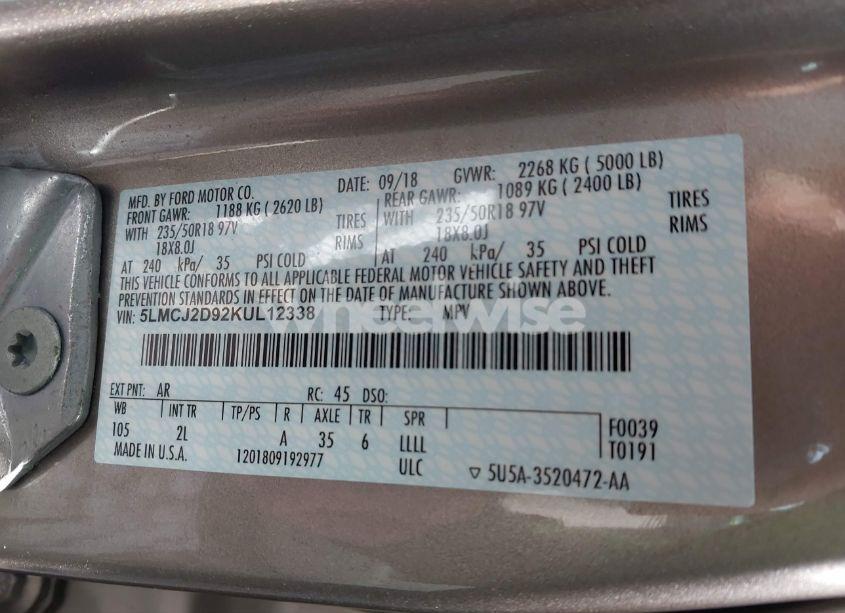 Photo 9 of 2019 Lincoln Mkc SELECT (VIN 5LMCJ2D92KUL12338)