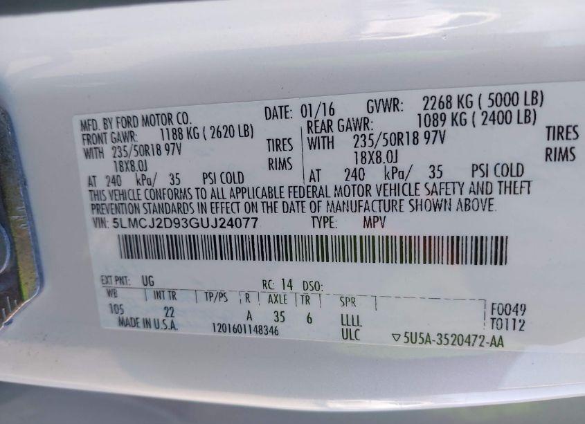 Photo 9 of 2016 Lincoln Mkc SELECT (VIN 5LMCJ2D93GUJ24077)