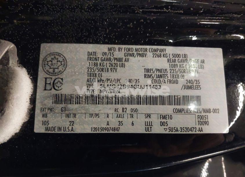 Photo 9 of 2016 Lincoln Mkc SELECT (VIN 5LMCJ2D94GUJ11483)