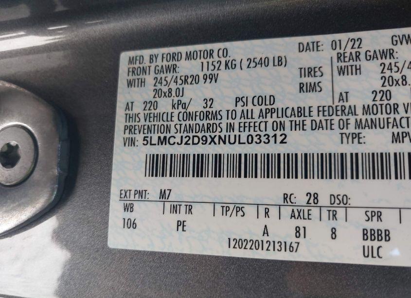 Photo 9 of 2022 Lincoln Corsair RESERVE (VIN 5LMCJ2D9XNUL03312)