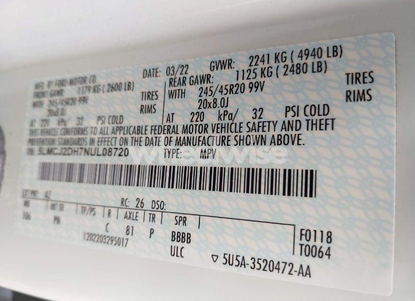 Photo 9 of 2022 Lincoln Corsair RESERVE (VIN 5LMCJ2DH7NUL08720)