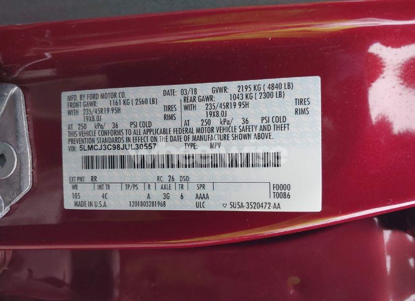 Photo 9 of 2018 Lincoln Mkc RESERVE (VIN 5LMCJ3C98JUL30557)