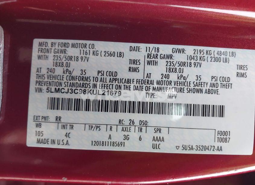 Photo 9 of 2019 Lincoln Mkc RESERVE (VIN 5LMCJ3C98KUL21679)