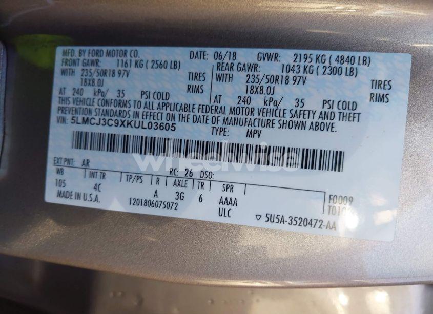 Photo 9 of 2019 Lincoln Mkc RESERVE (VIN 5LMCJ3C9XKUL03605)