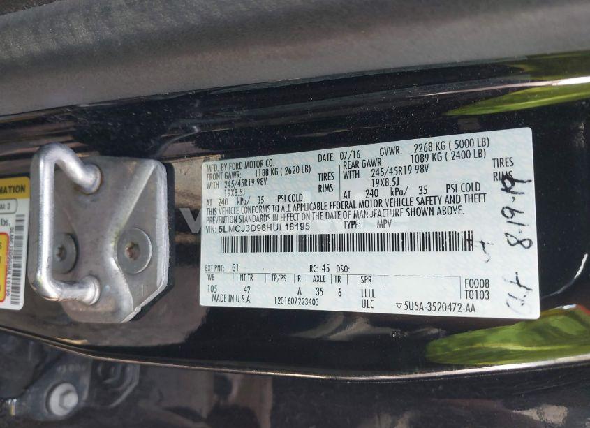 Photo 9 of 2017 Lincoln Mkc RESERVE (VIN 5LMCJ3D96HUL16195)