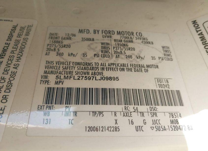 Photo 9 of 2007 Lincoln Navigator L (VIN 5LMFL27597LJ09895)