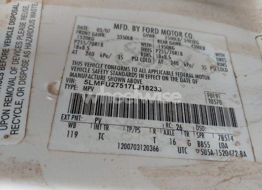 Photo 9 of 2007 Lincoln Navigator ULTIMATE (VIN 5LMFU27517LJ18233)