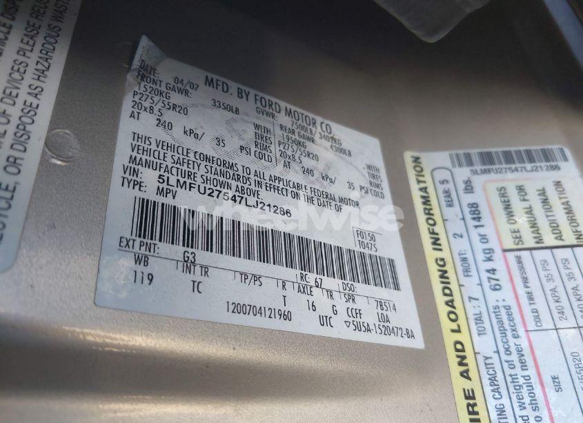 Photo 9 of 2007 Lincoln Navigator ULTIMATE (VIN 5LMFU27547LJ21286)