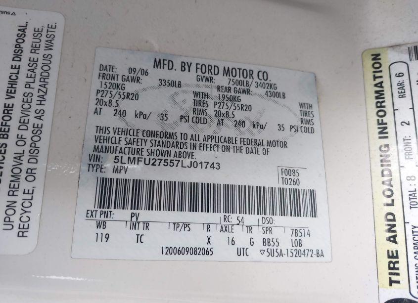 Photo 8 of 2007 Lincoln Navigator ULTIMATE (VIN 5LMFU27557LJ01743)