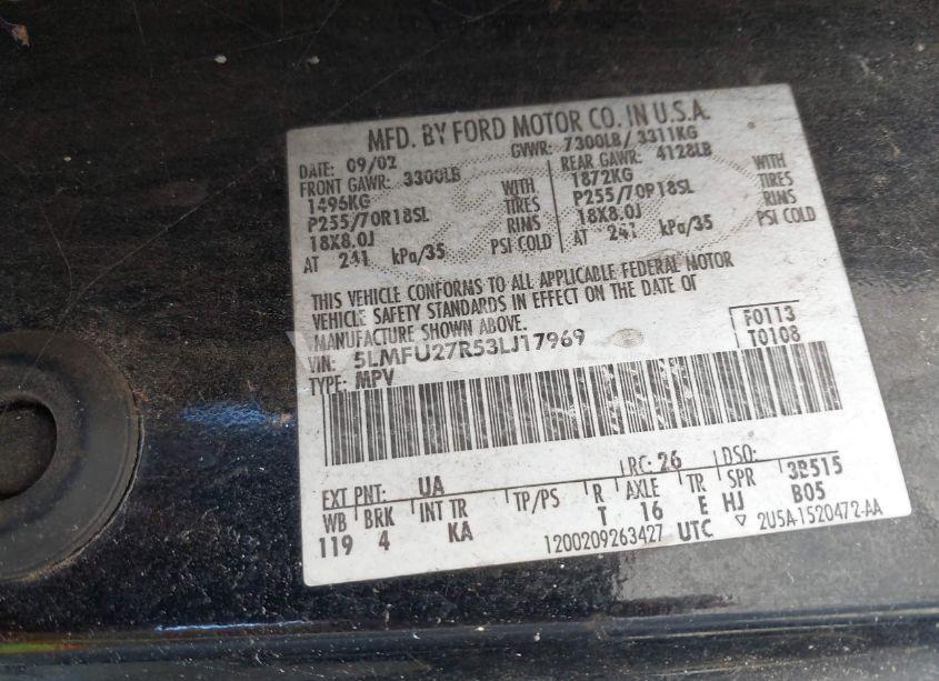 Photo 9 of 2003 Lincoln Navigator LUXURY/PREMIUM/ULTIMATE (VIN 5LMFU27R53LJ17969)