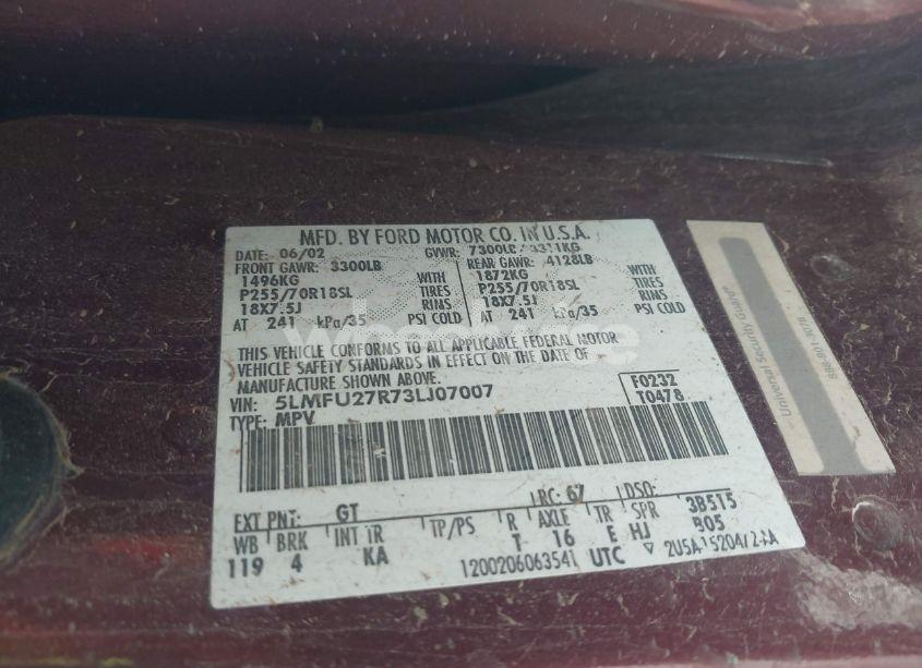 Photo 9 of 2003 Lincoln Navigator (VIN 5LMFU27R73LJ07007)