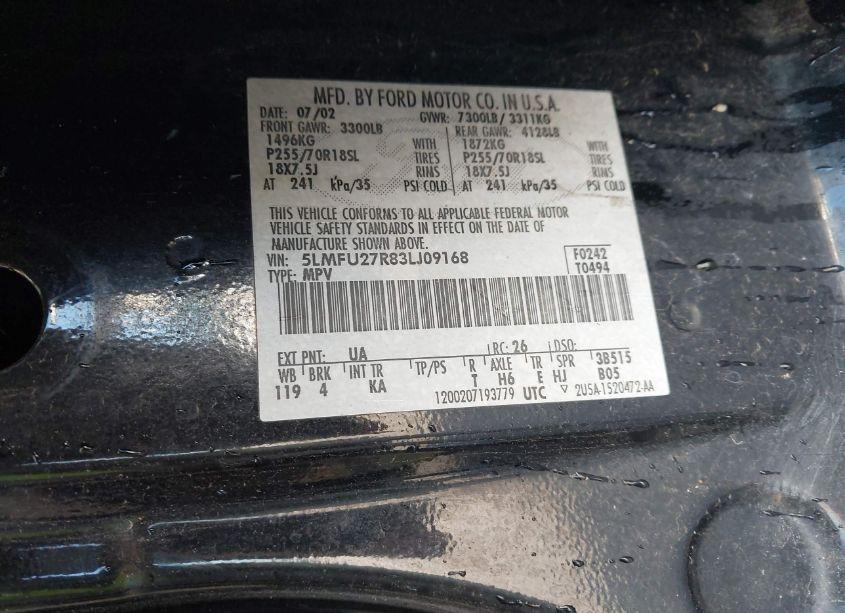 Photo 9 of 2003 Lincoln Navigator (VIN 5LMFU27R83LJ09168)