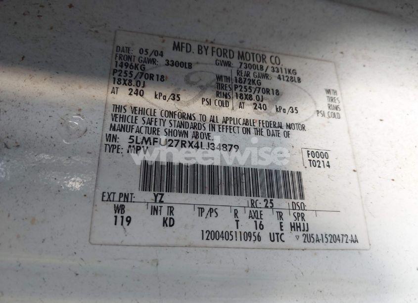 Photo 9 of 2004 Lincoln Navigator (VIN 5LMFU27RX4LJ34879)