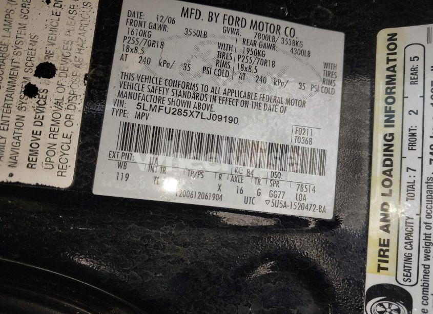 Photo 9 of 2007 Lincoln Navigator ULTIMATE (VIN 5LMFU285X7LJ09190)