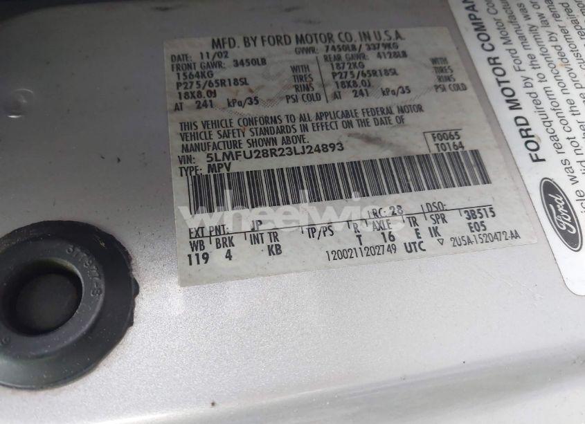 Photo 9 of 2003 Lincoln Navigator (VIN 5LMFU28R23LJ24893)