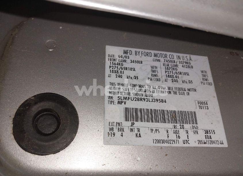 Photo 9 of 2003 Lincoln Navigator (VIN 5LMFU28R93LJ39584)