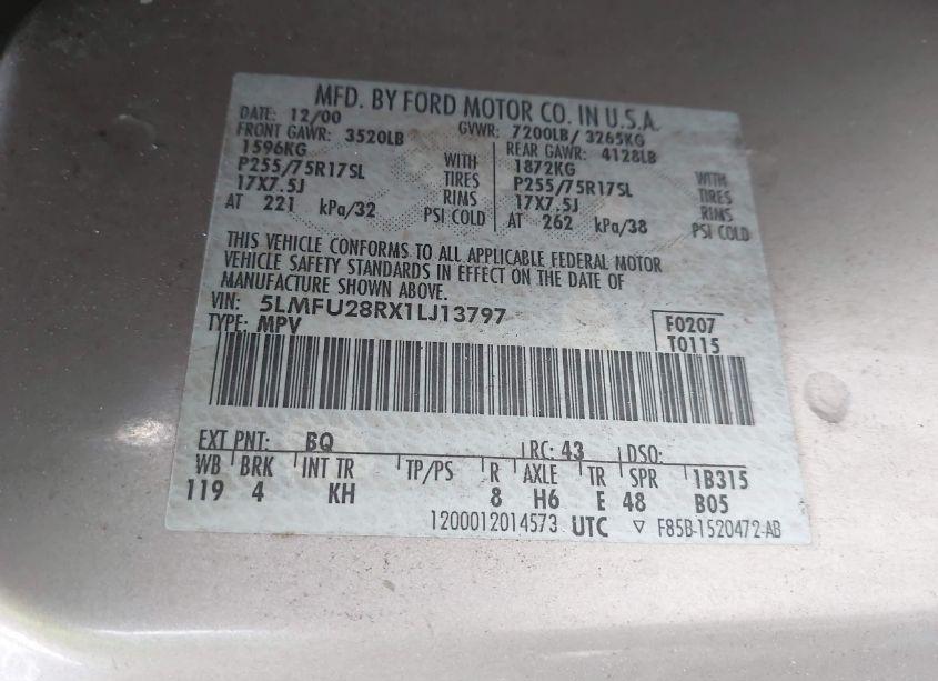 Photo 9 of 2001 Lincoln Navigator N/A (VIN 5LMFU28RX1LJ13797)