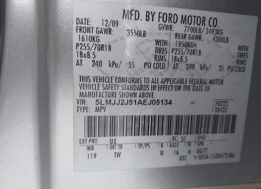 Photo 9 of 2010 Lincoln Navigator (VIN 5LMJJ2J51AEJ05134)