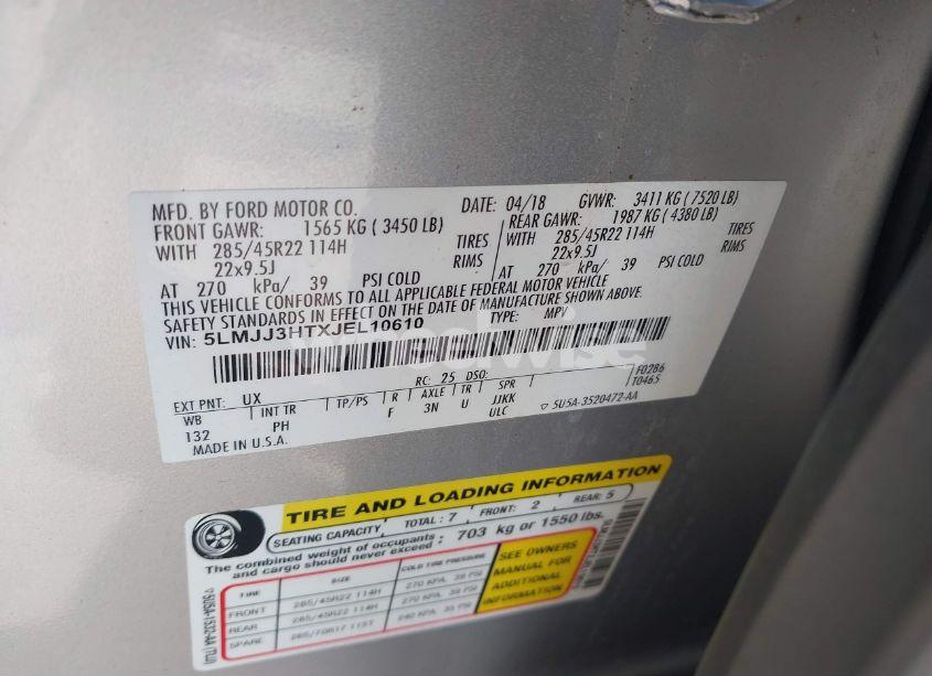 Photo 9 of 2018 Lincoln Navigator L SELECT (VIN 5LMJJ3HTXJEL10610)